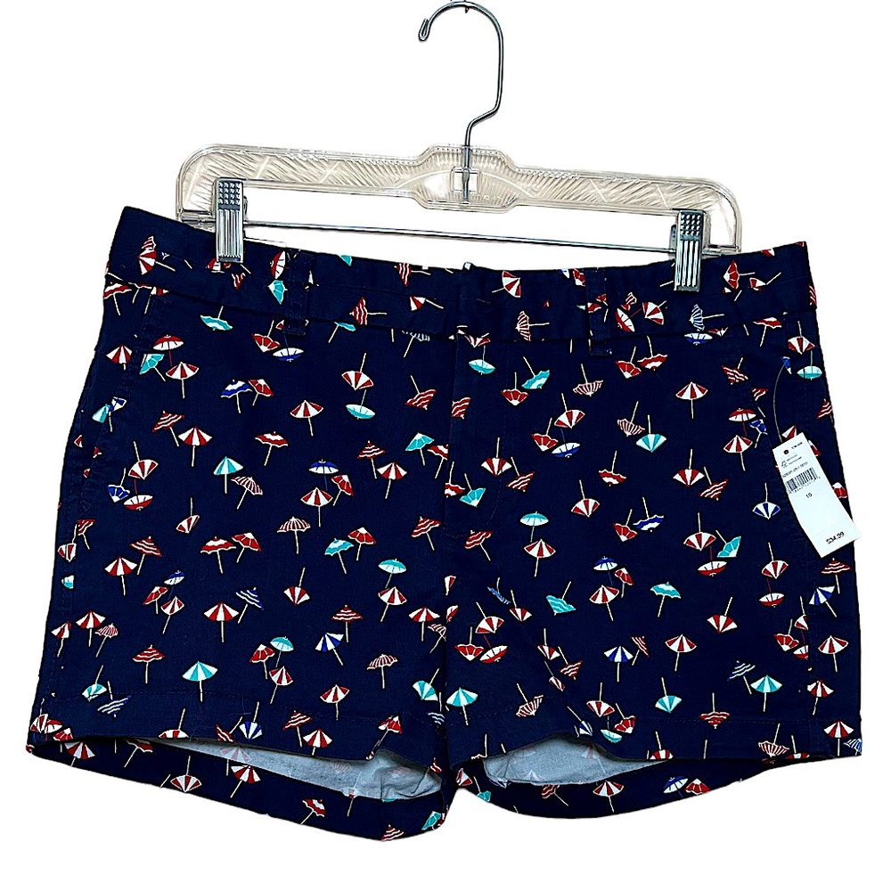 NWT Gap navy red white beach umbrella print city shorts size 10 NEW